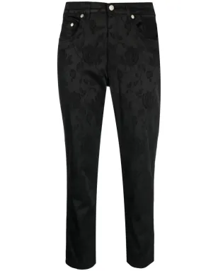 Versace Pre-Owned 2000s フローラルジャカード クロップドパンツ - ブラック - サムネイル1