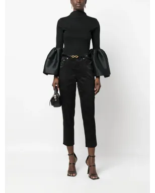 Versace Pre-Owned 2000s フローラルジャカード クロップドパンツ - ブラック - サムネイル2