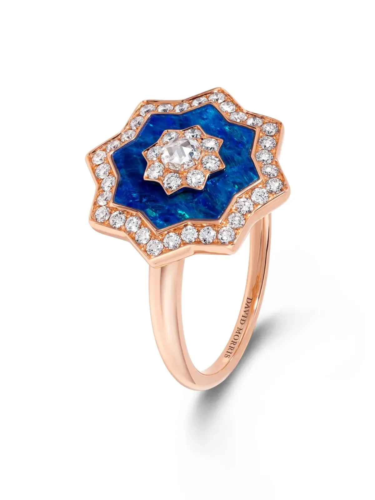 David Morris 18kt ローズゴールド Astra ダイヤモンドとオパール リング - 画像3
