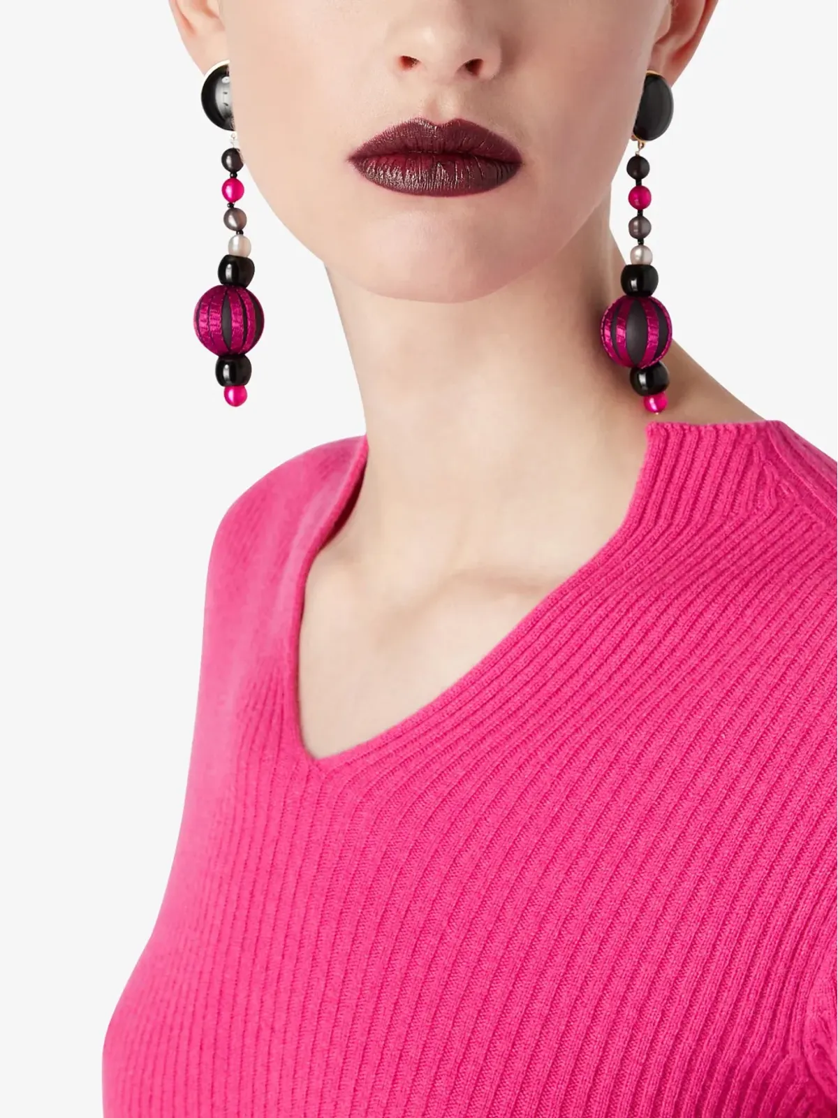 Giorgio Armani Vネック リブ編みセーター - 画像5