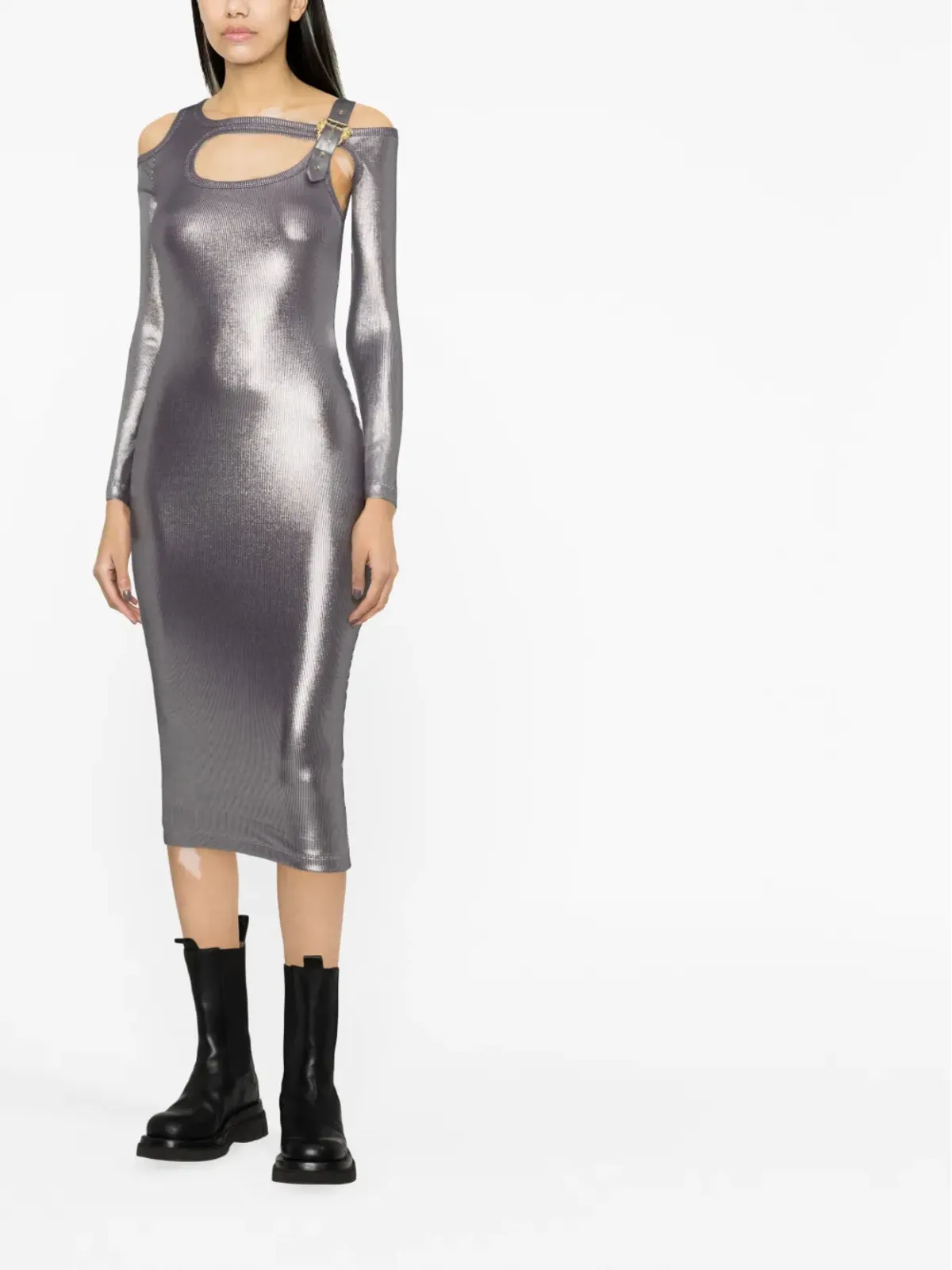 Versace Jeans Couture メタリックカットアウトドレス - 画像2