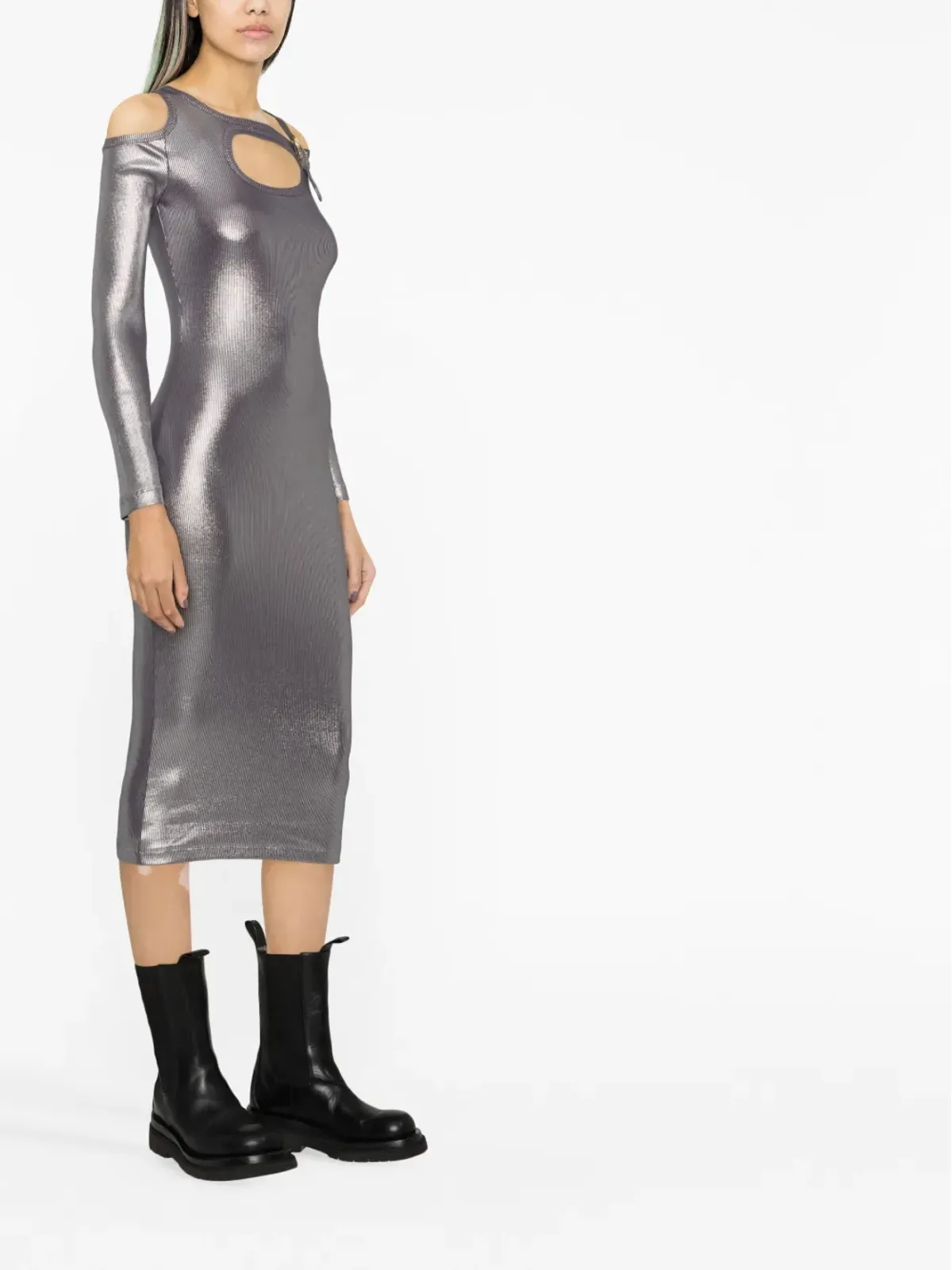 Versace Jeans Couture メタリックカットアウトドレス - 画像4