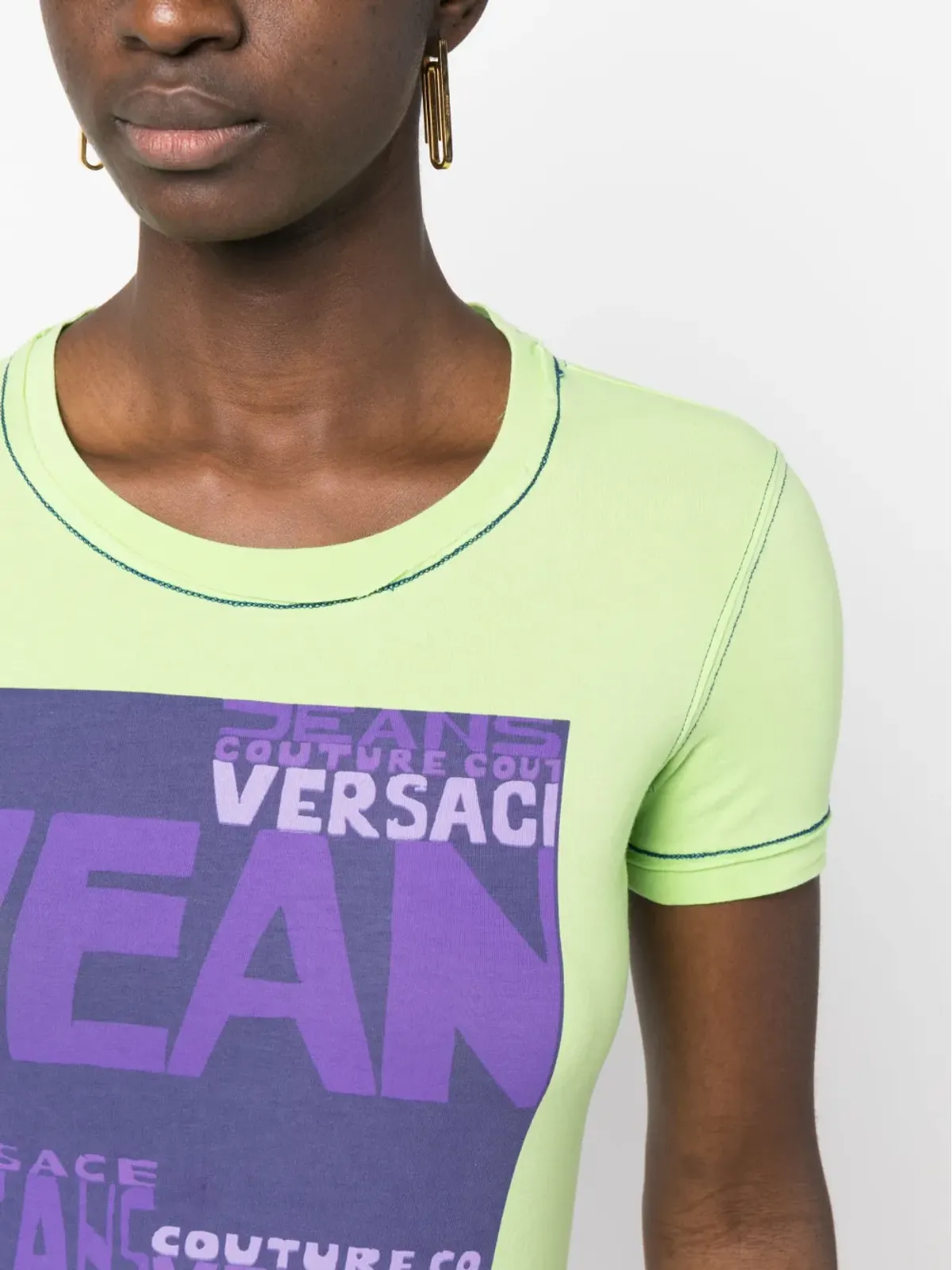 Versace Pre-Owned 2000s ロゴプリント ラウンドネック Tシャツ - グリーン - 画像5