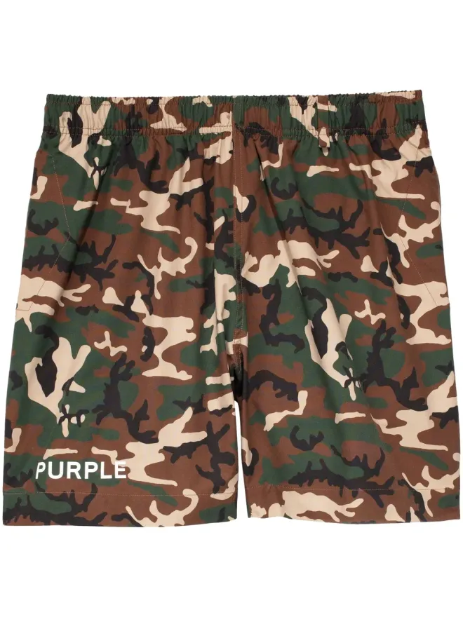 Purple Brand Purple Brand ロゴプリント迷彩ショーツ - ブラウンの商品画像