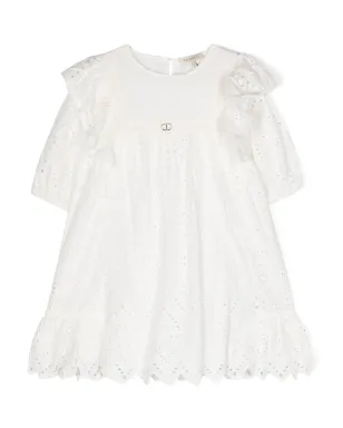 TWINSET Kids ブロデリエ・アンガレーズ風 レース付きフリルディテール ワンピース - サムネイル1
