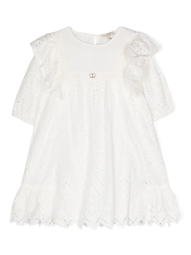 TWINSET Kids TWINSET Kids ブロデリエ・アンガレーズ風 レース付きフリルディテール ワンピースの商品画像