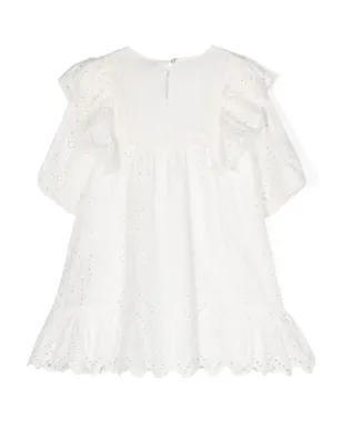 TWINSET Kids ブロデリエ・アンガレーズ風 レース付きフリルディテール ワンピース - サムネイル2