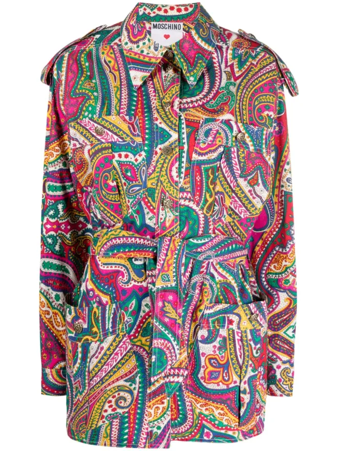 Moschino Pre-Owned Moschino Pre-Owned 2000s ペイズリープリント ベルト付きシャツジャケットの商品画像