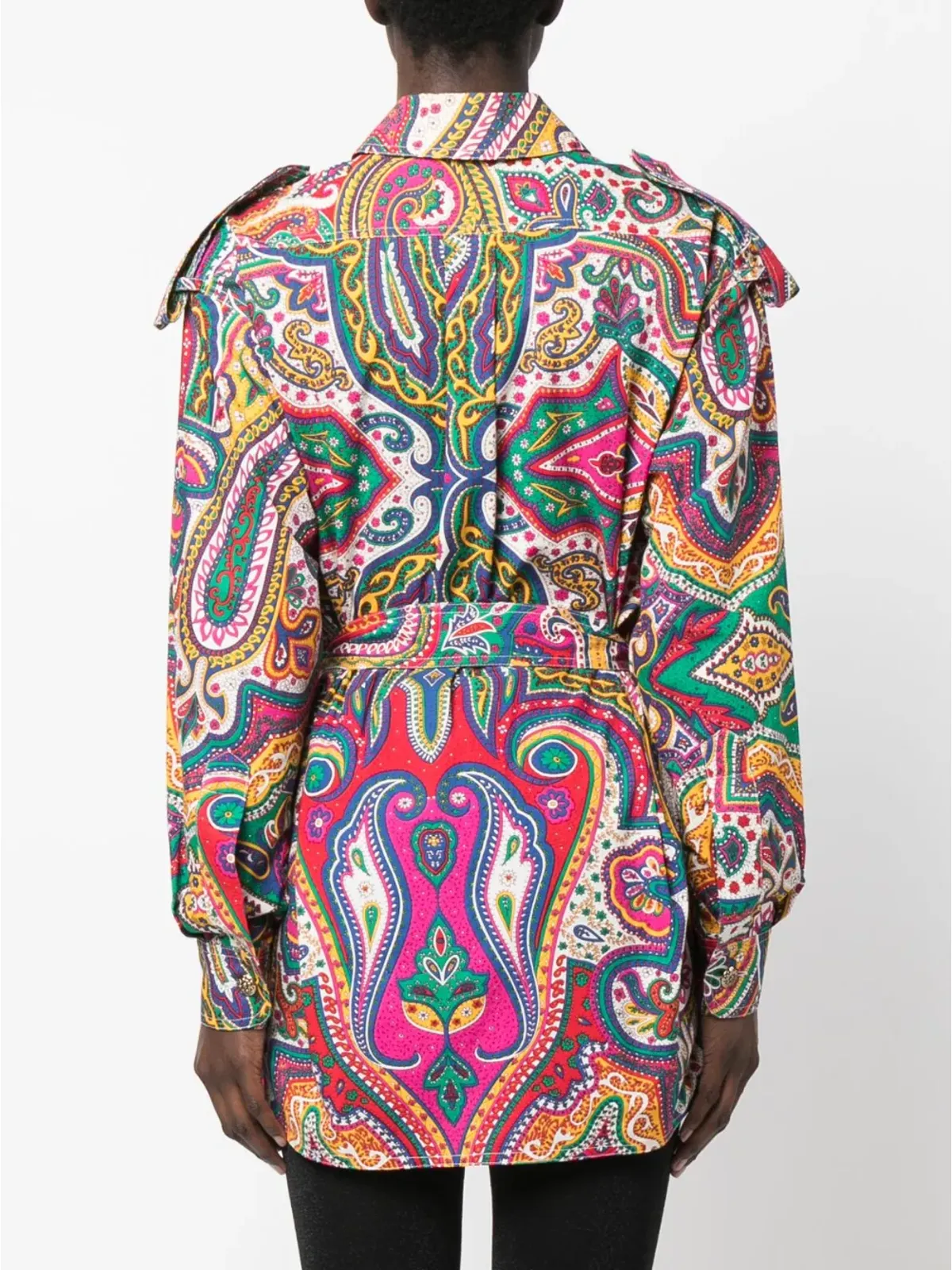 Moschino Pre-Owned 2000s ペイズリープリント ベルト付きシャツジャケット - 画像4