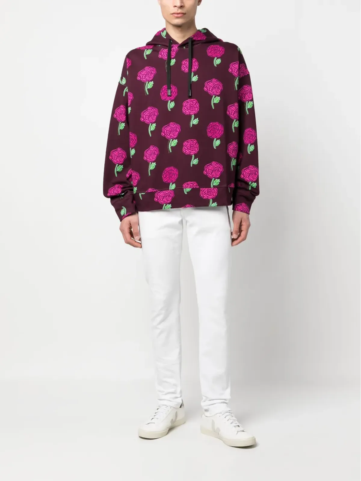 Versace Jeans Couture ローズプリント コットン パーカー - 画像2