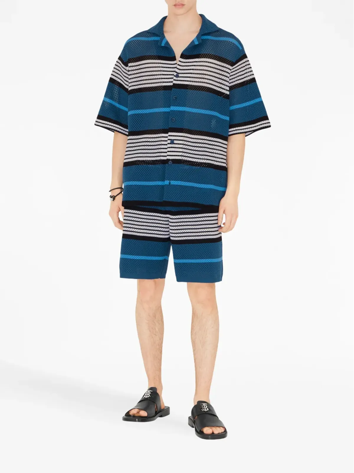 Burberry ストライプ柄ニットショーツ - ブルー - 画像2