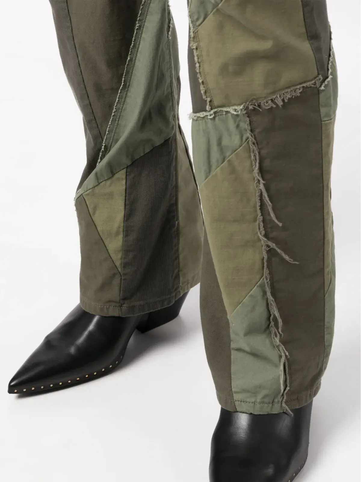 John Elliott パッチワークデザイン ブーツカットジーンズ - 画像5