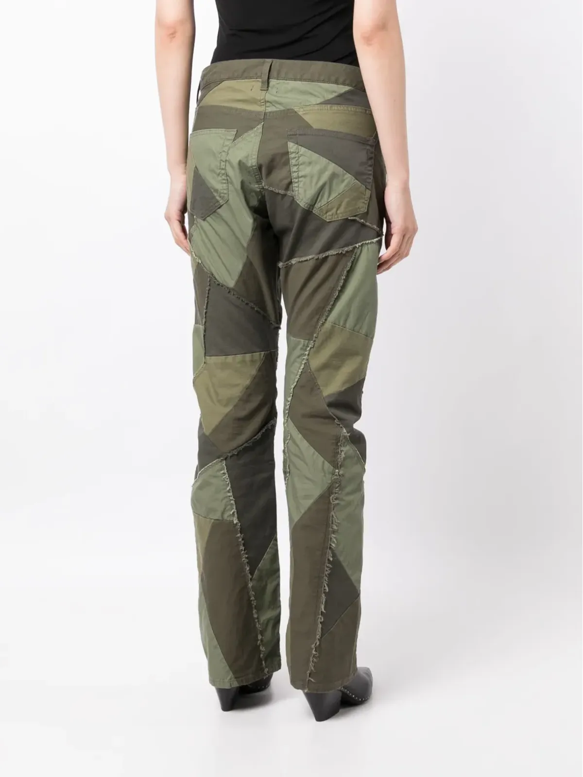 John Elliott パッチワークデザイン ブーツカットジーンズ - 画像4