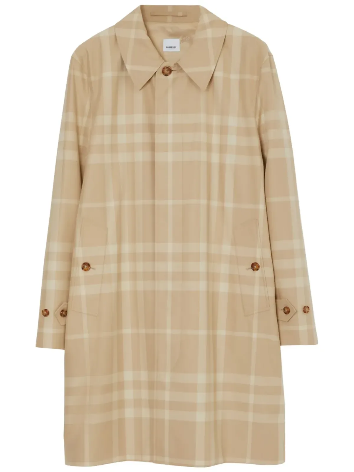 Burberry チェック柄コットン ロングコート - 画像1