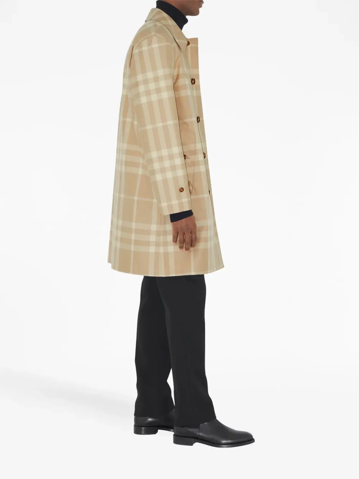 Burberry チェック柄コットン ロングコート - 画像3