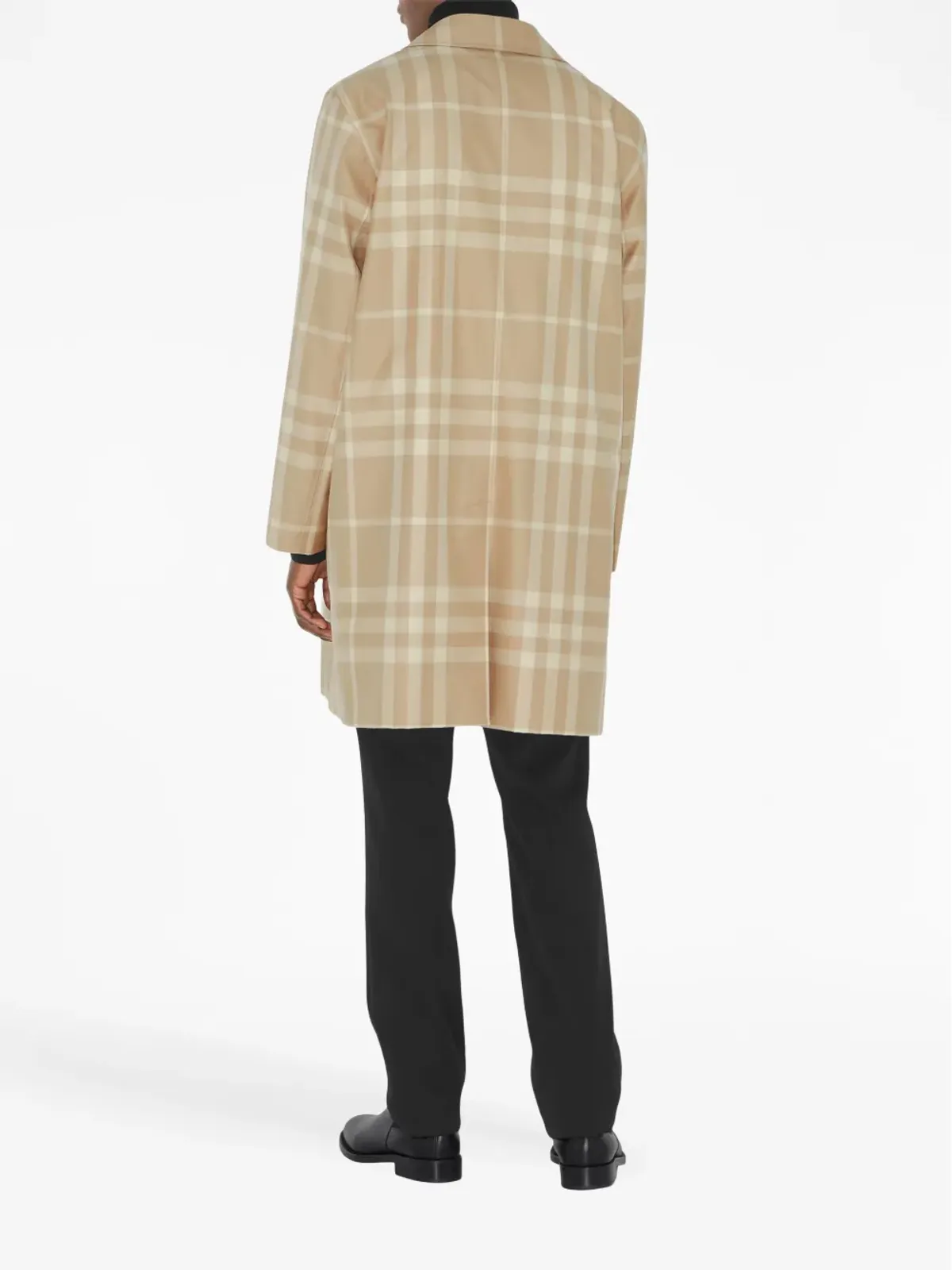 Burberry チェック柄コットン ロングコート - 画像4