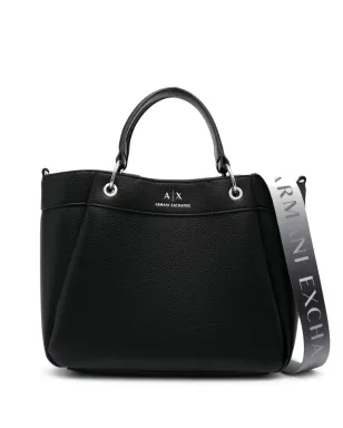 Armani Exchange ロゴプリント レザートート ブラック - サムネイル1