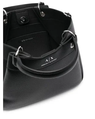 Armani Exchange ロゴプリント レザートート ブラック - サムネイル5