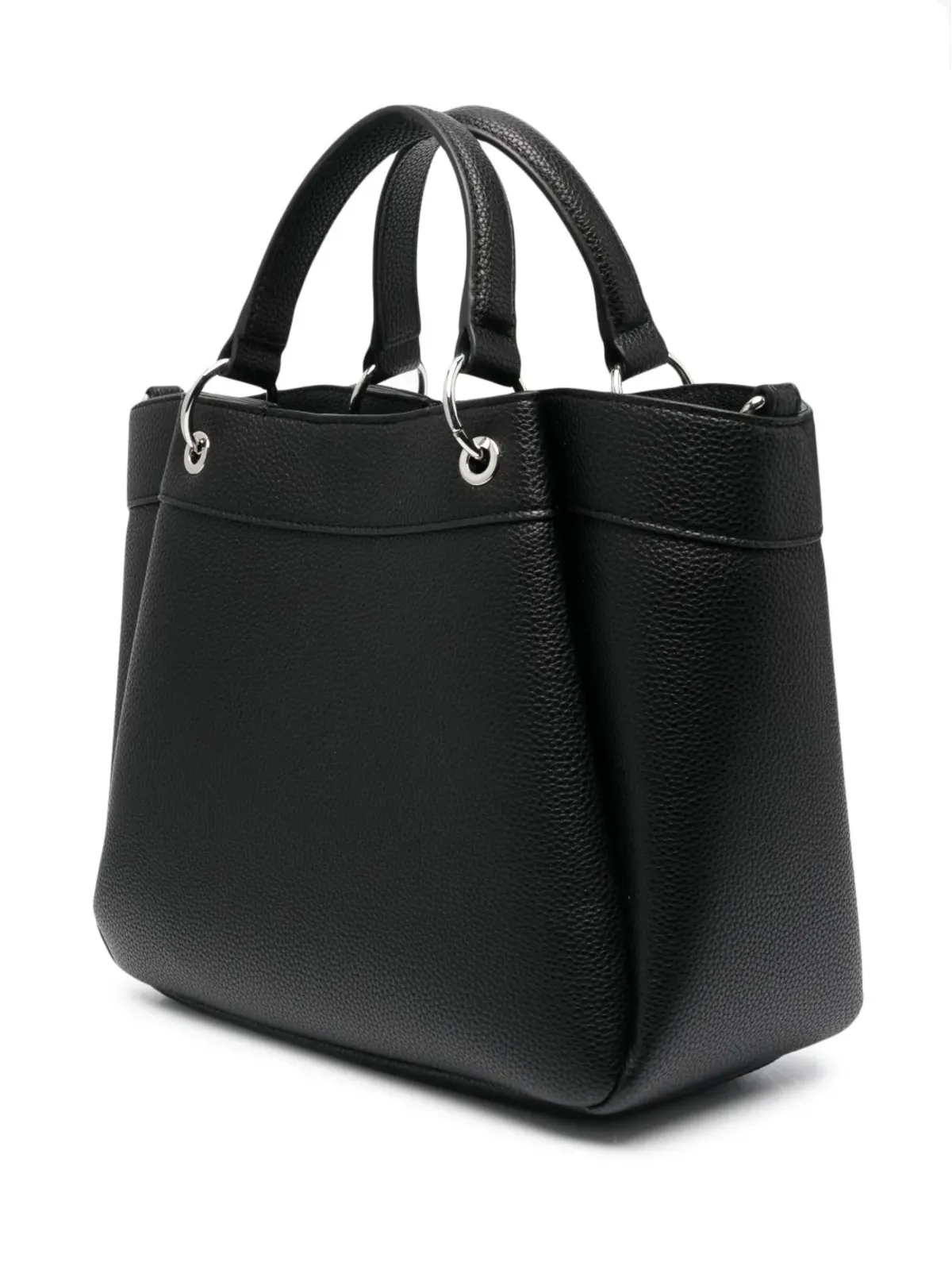 Armani Exchange ロゴプリント レザートート ブラック - 画像3