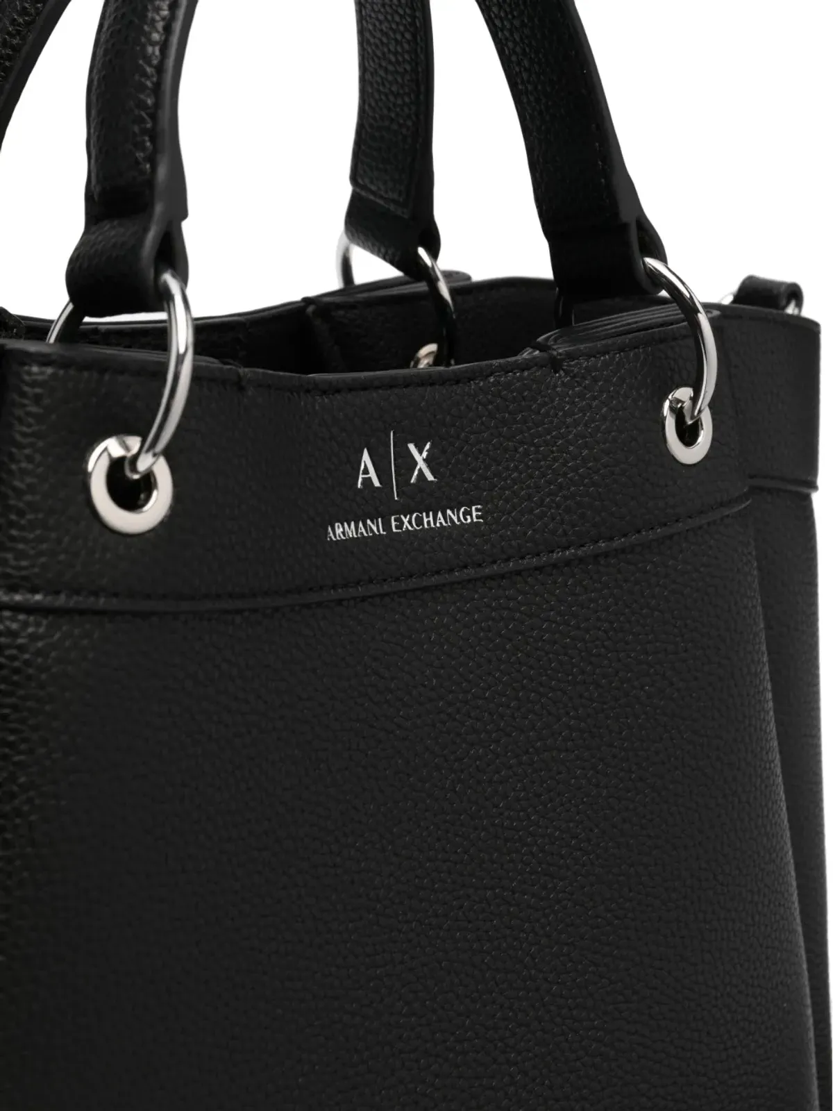 Armani Exchange ロゴプリント レザートート ブラック - 画像4