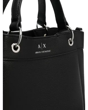 Armani Exchange ロゴプリント レザートート ブラック - サムネイル4