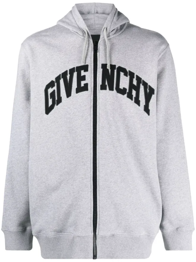 Givenchy Givenchy ロゴパッチ付きジップアップコットンフーディの商品画像