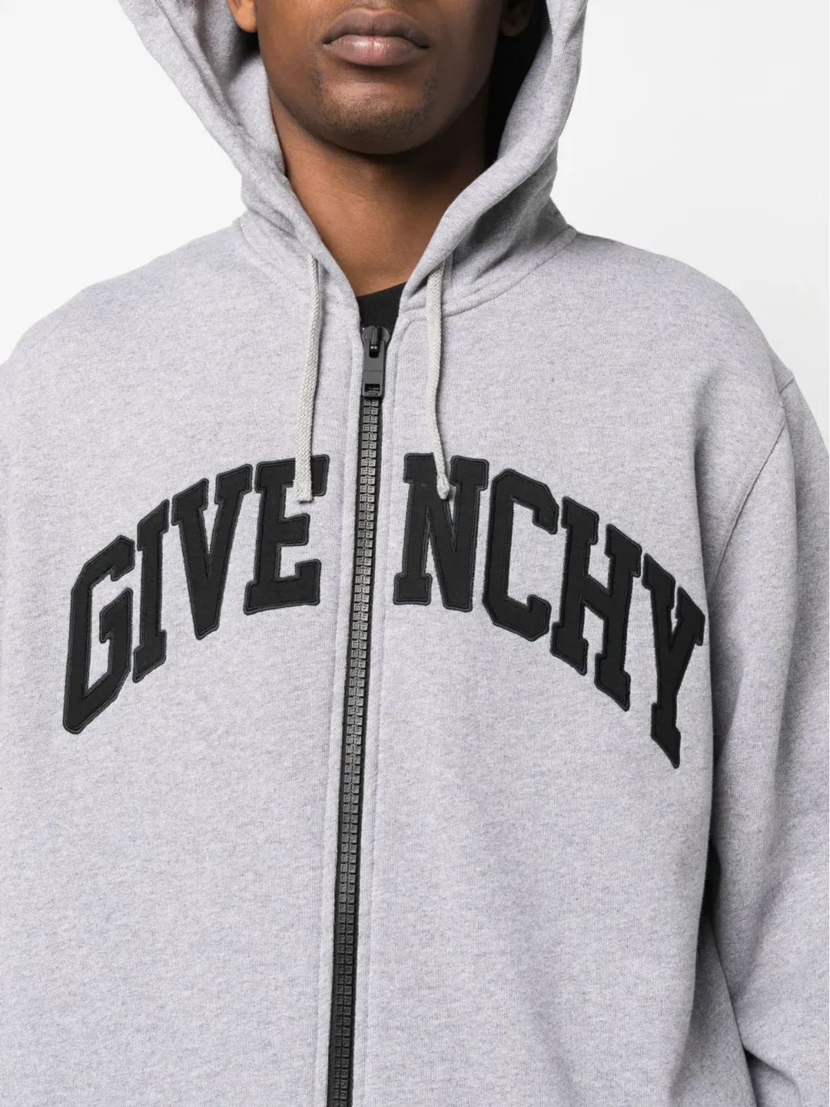 Givenchy ロゴパッチ付きジップアップコットンフーディ - 画像5