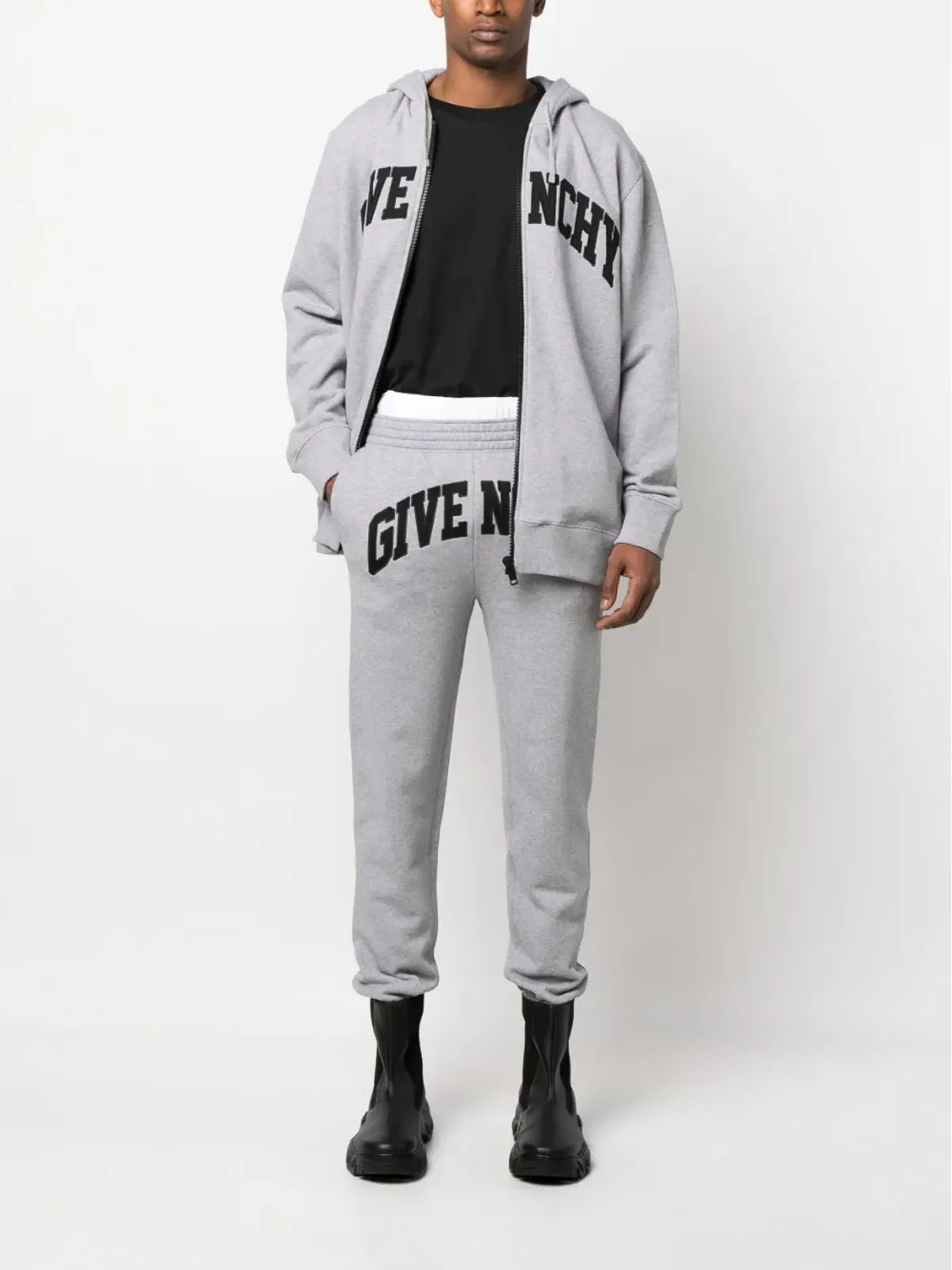 Givenchy ロゴパッチ付きジップアップコットンフーディ - 画像2