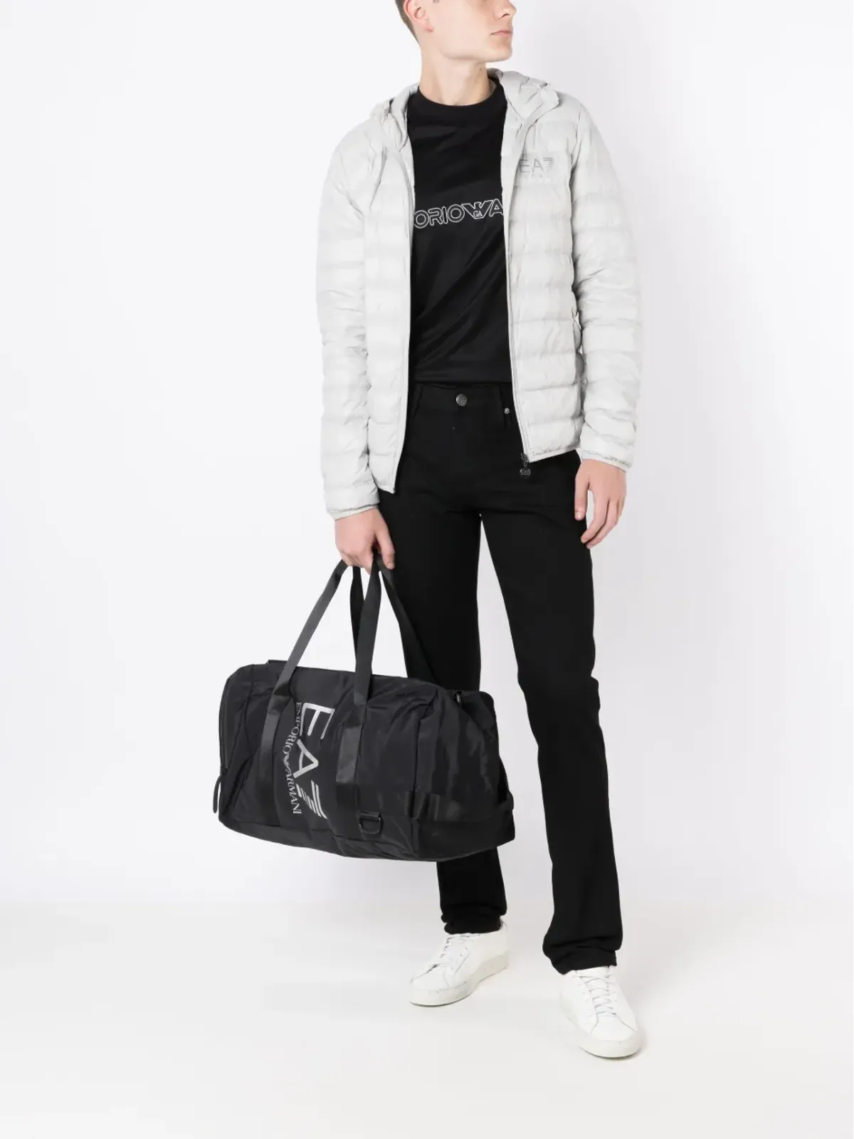Ea7 Emporio Armani ロゴプリント入りジップ付きホールドオール - 画像2