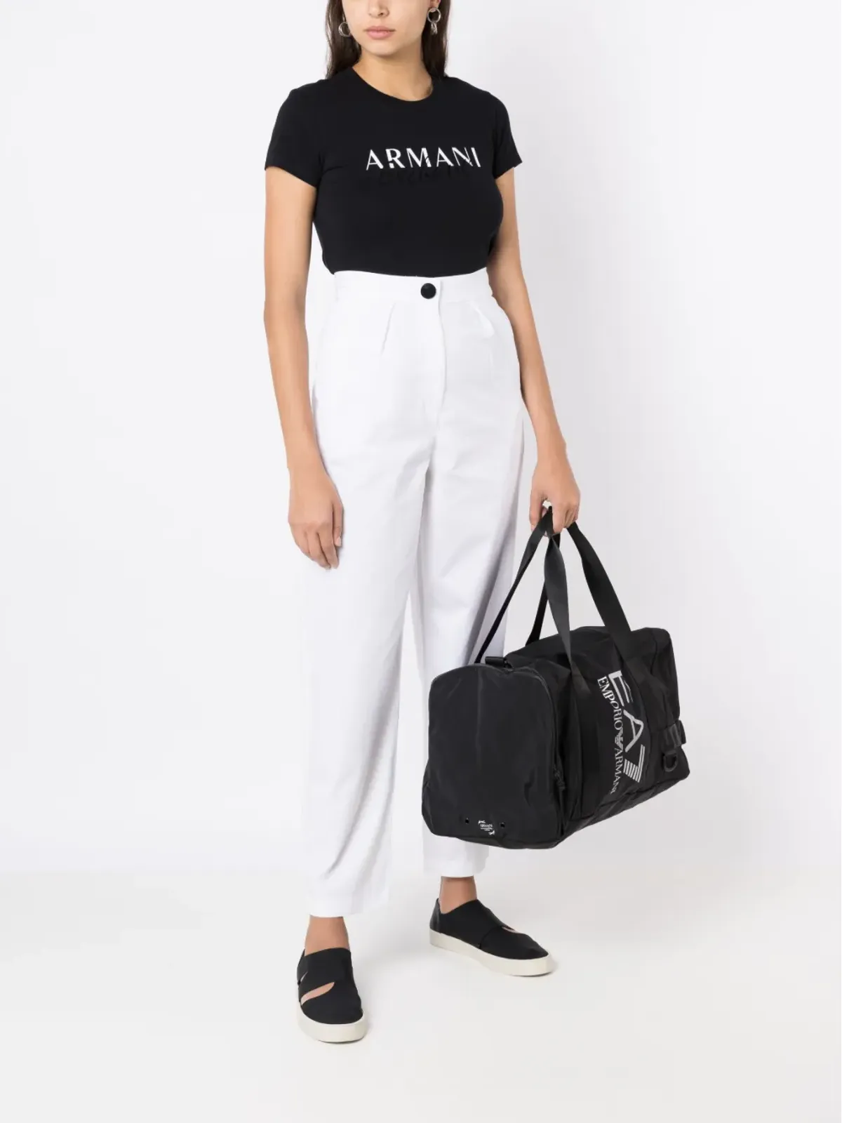 Ea7 Emporio Armani ロゴプリント入りジップ付きホールドオール - 画像3