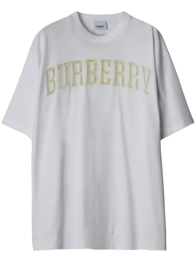 Burberry Burberry lace logo-detail cotton T-shirt - Whiteの商品画像