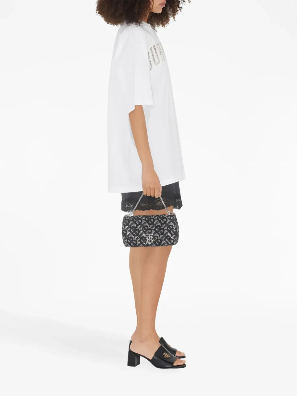 Burberry lace logo-detail cotton T-shirt - White - 画像3