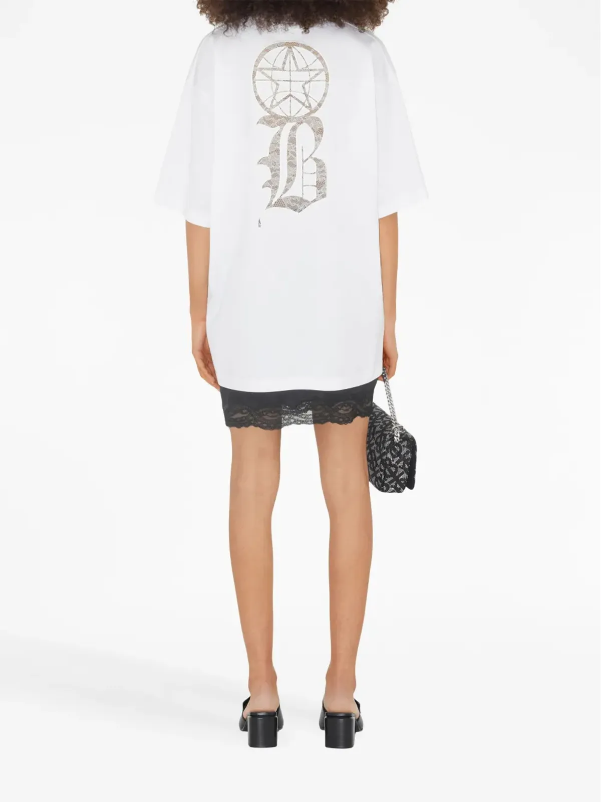 Burberry lace logo-detail cotton T-shirt - White - 画像4