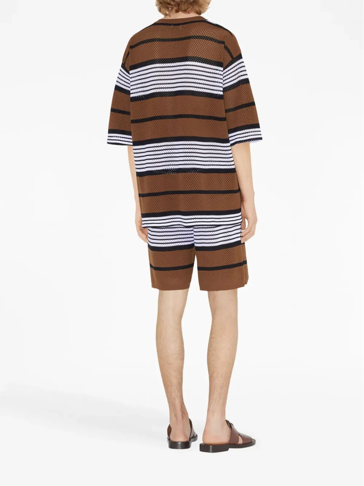 Burberry ストライプ柄オーバーサイズTシャツ（ブラウン） - 画像4