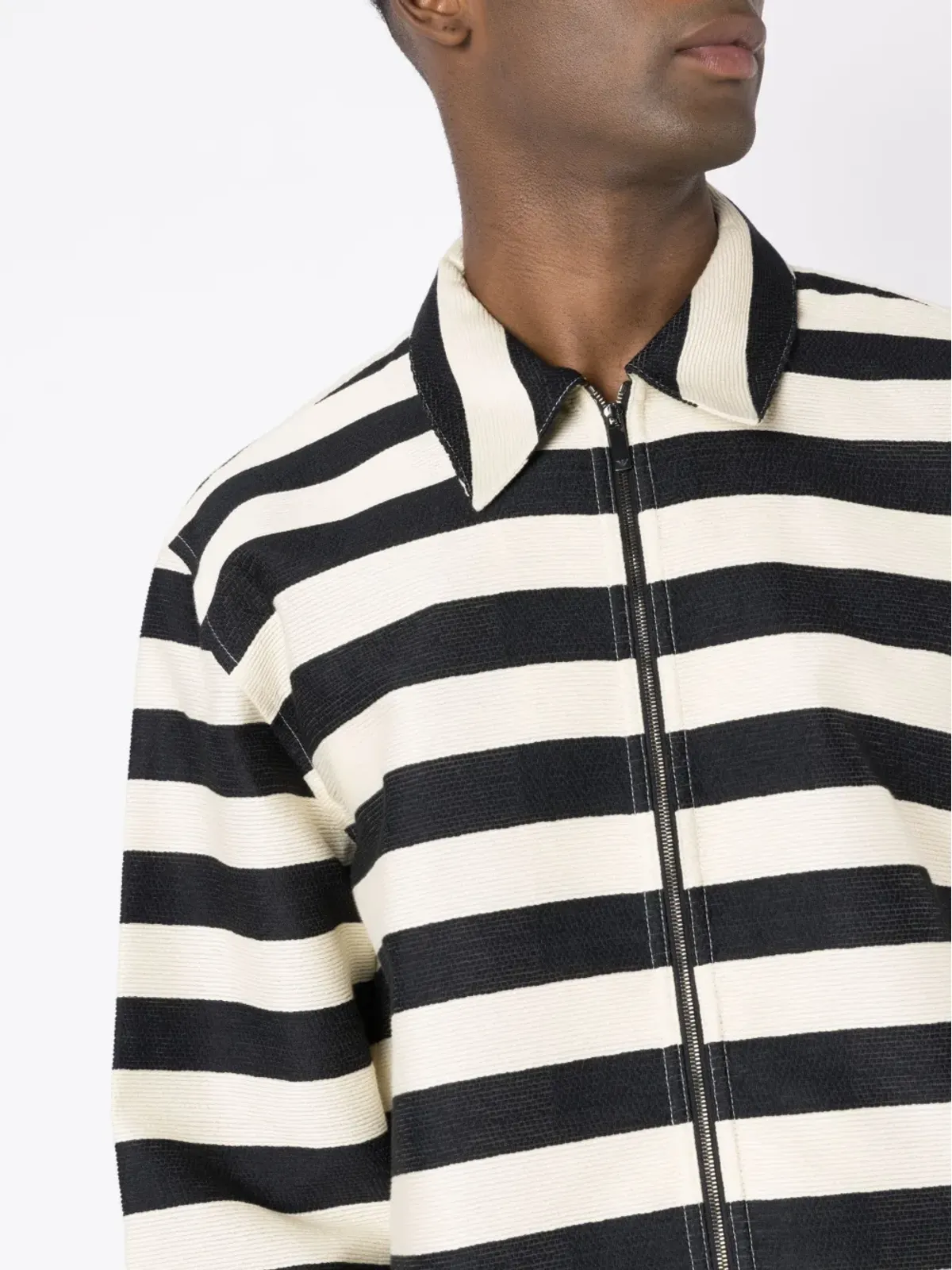 Emporio Armani ストライプ柄ジップアップシャツジャケット - 画像5