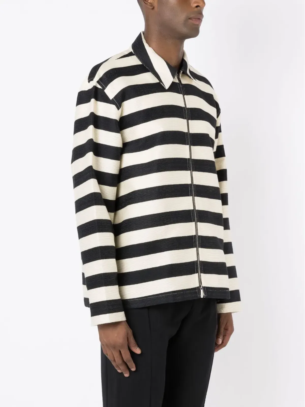 Emporio Armani ストライプ柄ジップアップシャツジャケット - 画像3