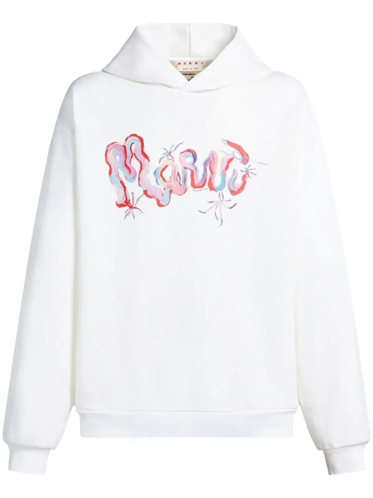 Marni ペインタリーロゴプリント コットン フーディー - White - 画像1