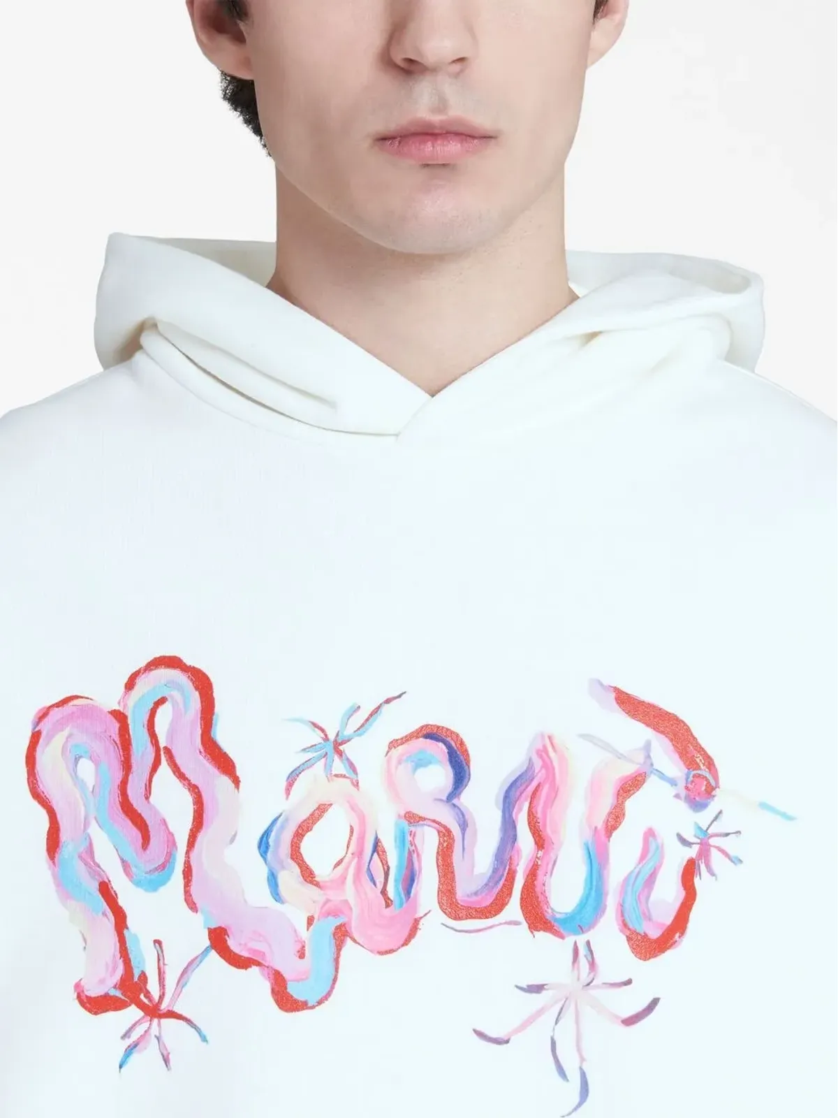 Marni ペインタリーロゴプリント コットン フーディー - White - 画像5