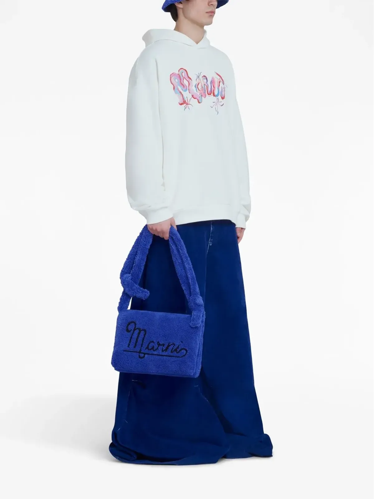 Marni ペインタリーロゴプリント コットン フーディー - White - 画像2
