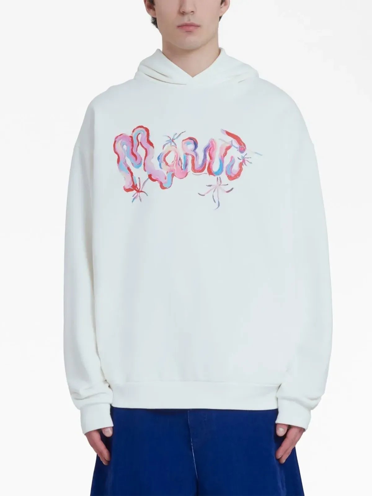 Marni ペインタリーロゴプリント コットン フーディー - White - 画像3