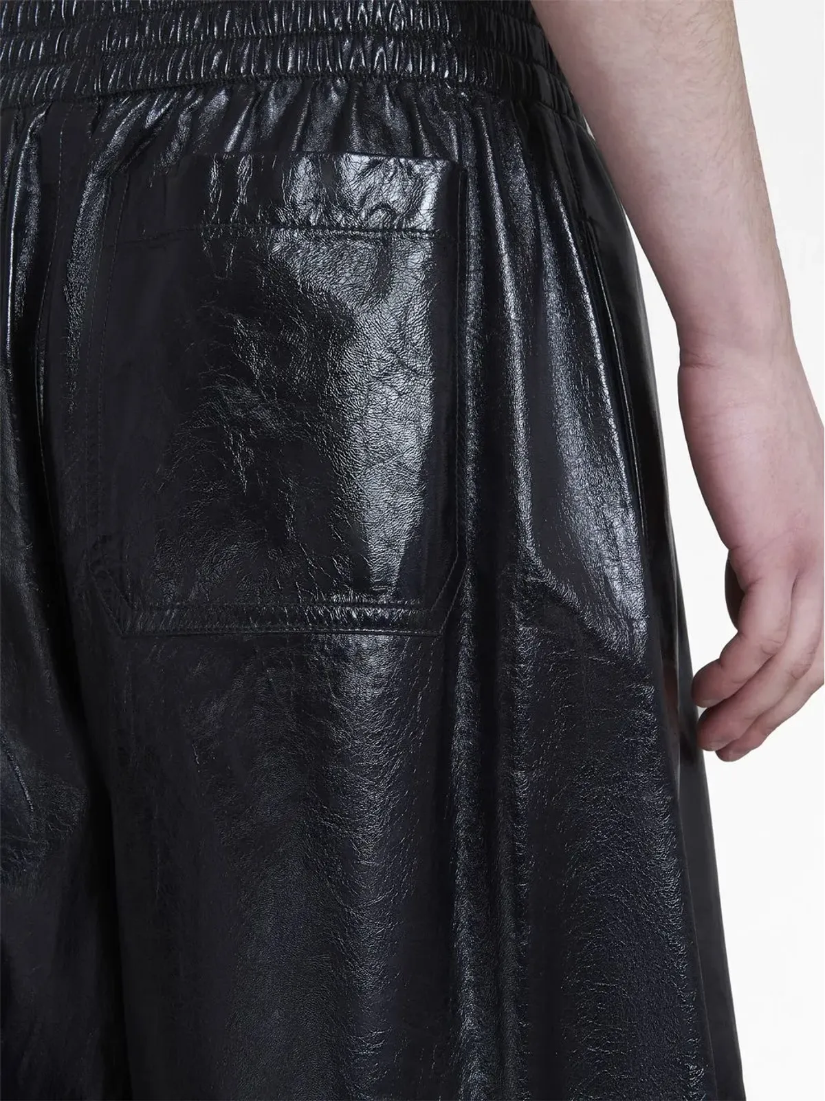Marni elasticated-waist leather shorts - Black - 画像5