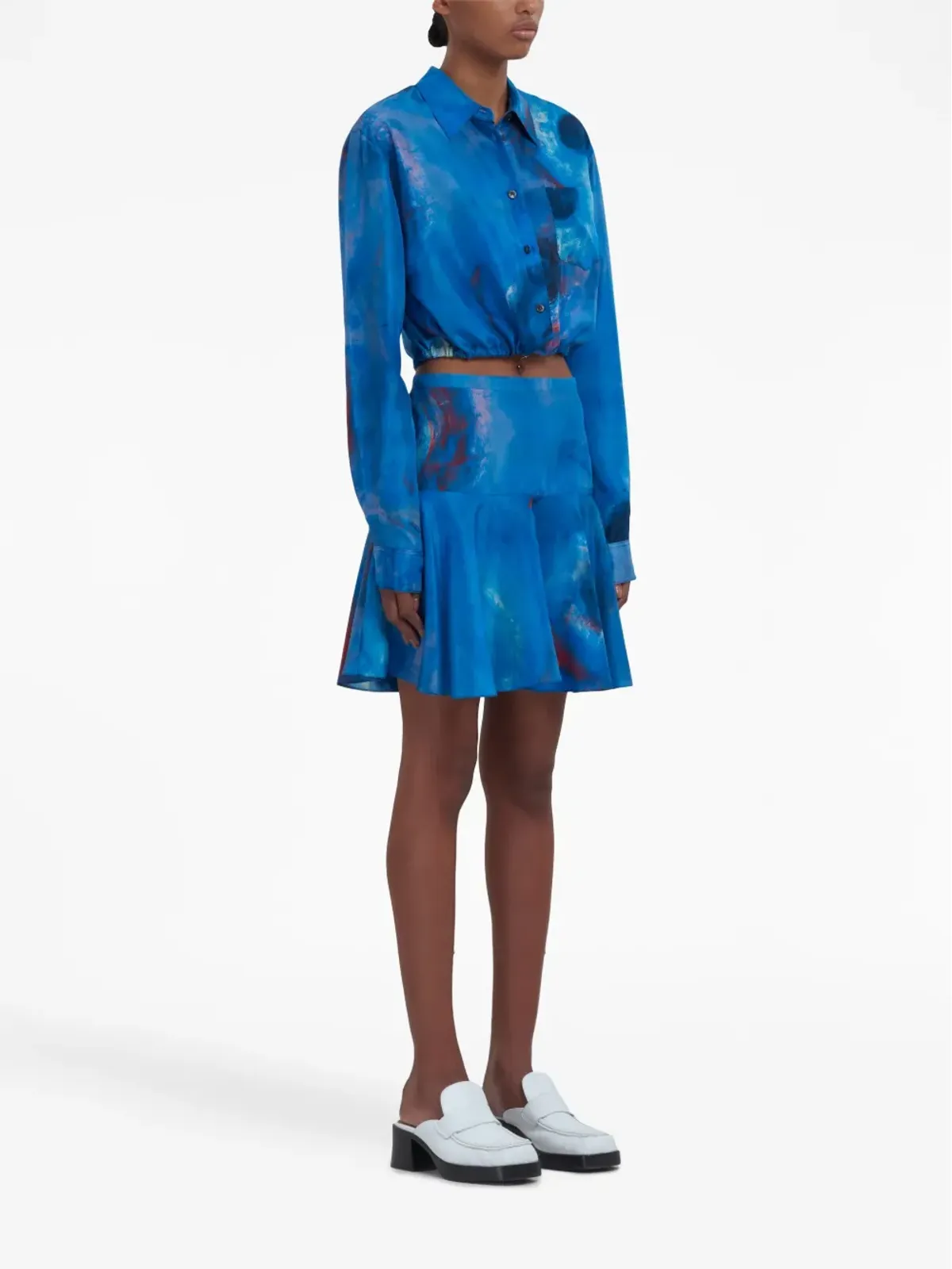 Marni アブストラクトプリント シルクスカート - 画像3