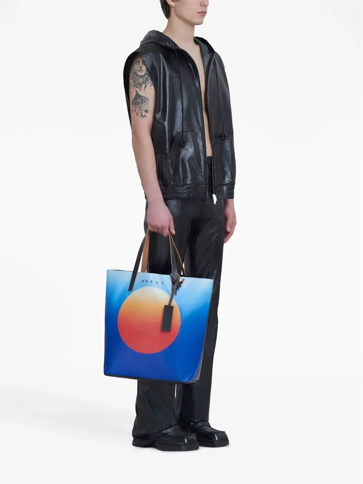 Marni メンズ ノースリーブ レザージャケット - 画像2