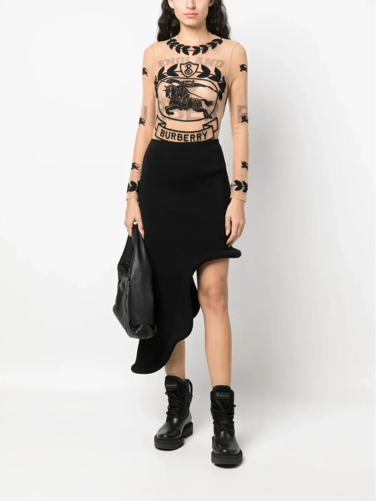 Burberry EKD刺繍入りストレッチチュールボディスーツ - 画像2