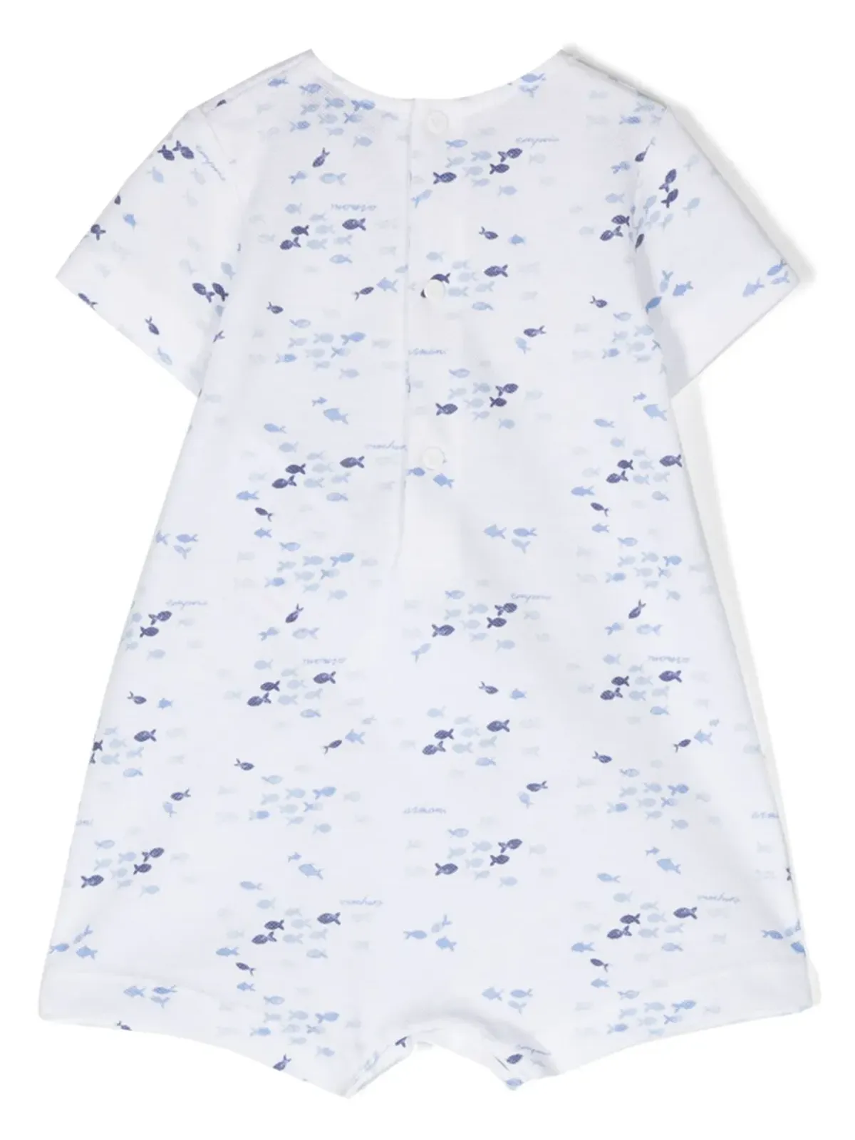 Emporio Armani Kids 全身魚柄プリント コットン ロンパース - ホワイト - 画像2