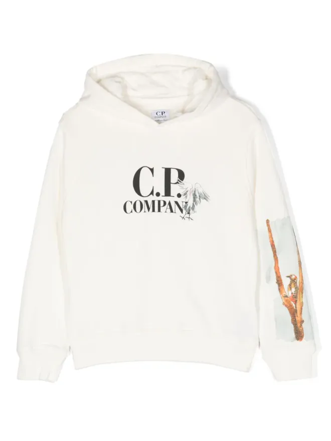 C.P. Company Kids C.P. Company Kids ロゴプリント コットン素材のフード付きパーカー - ホワイトの商品画像