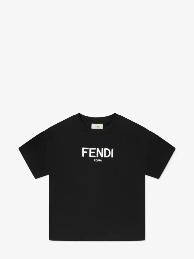 Fendi Kids Fendi Kids キッズ ロゴ Tシャツ ブラックの商品画像
