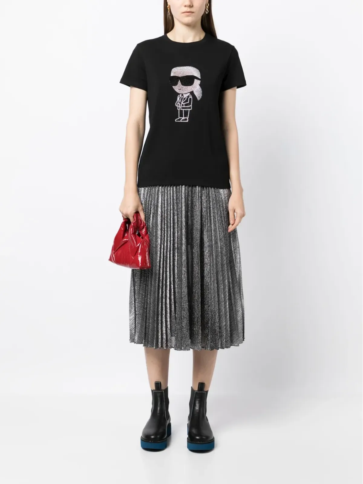 Karl Lagerfeld Ikon ラインストーン装飾 Tシャツ - 画像2