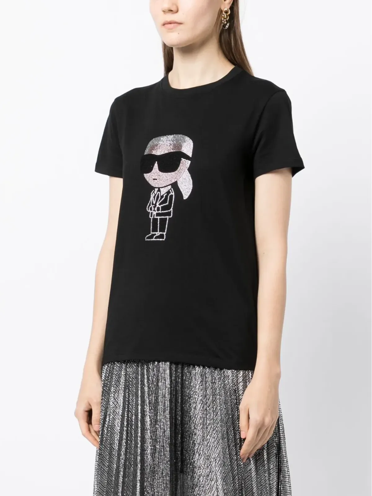 Karl Lagerfeld Ikon ラインストーン装飾 Tシャツ - 画像3