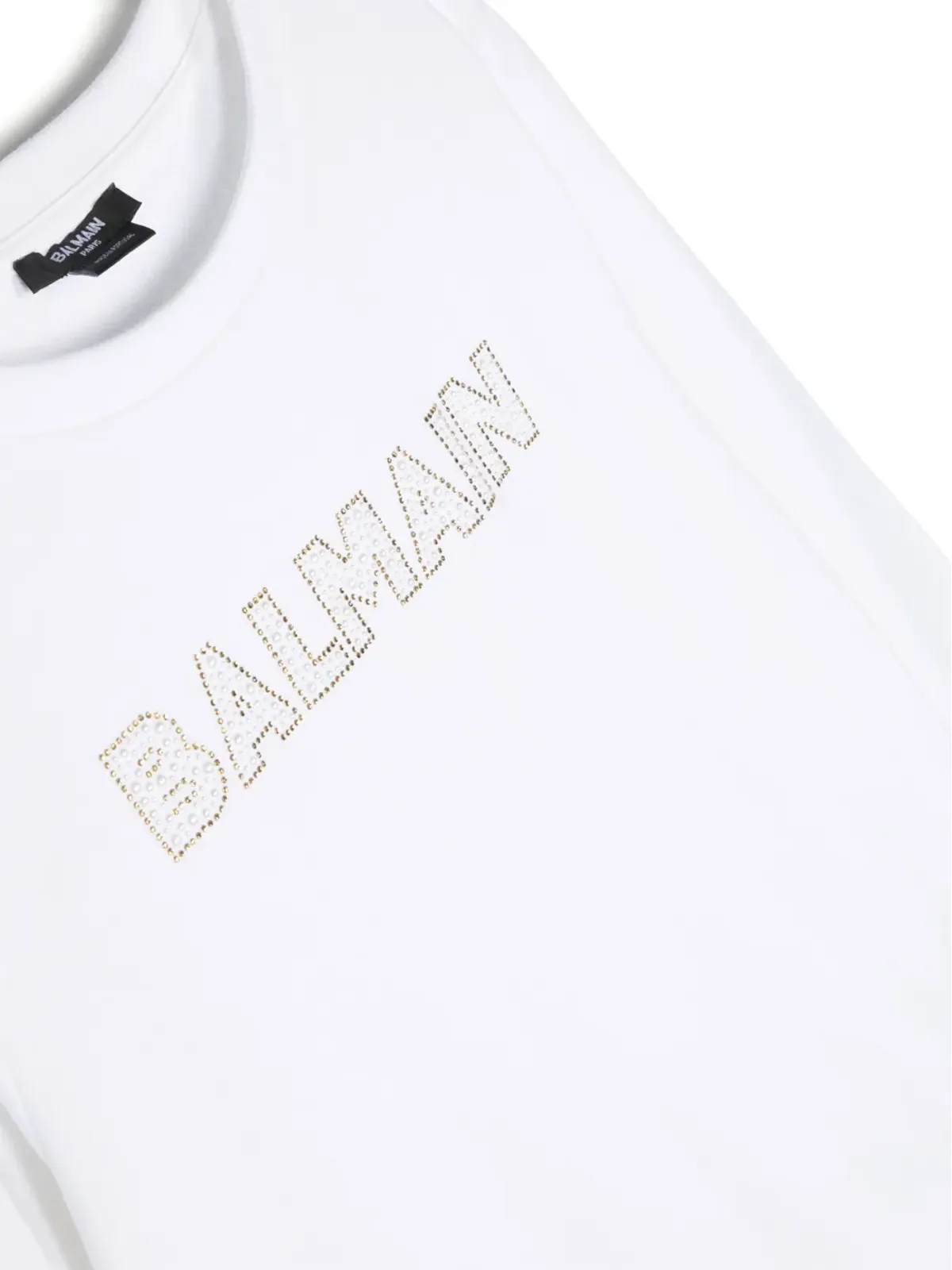 Balmain Kids ラインストーンロゴ スウェットシャツ - White - 画像3